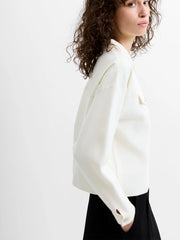 French Connection Cersei Knit Denim Jacket Porcelain Cream