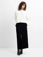 French Connection Cersei Knit Denim Jacket Porcelain Cream