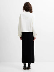 French Connection Cersei Knit Denim Jacket Porcelain Cream