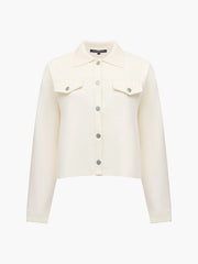 French Connection Cersei Knit Denim Jacket Porcelain Cream
