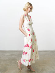 French Connection Cressida Faron Drape Dress Ivory/Pink Multi