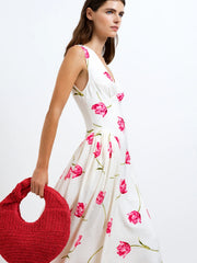 French Connection Cressida Faron Drape Dress Ivory/Pink Multi