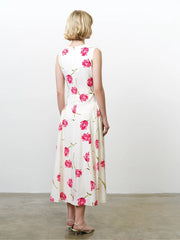 French Connection Cressida Faron Drape Dress Ivory/Pink Multi