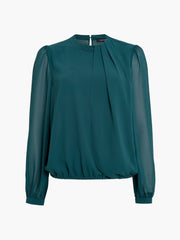 French Connection Eden Half Drape Top Teal Green