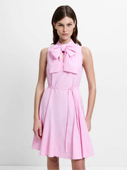 French Connection Era Poplin Godet Bow Dress Light French Pink