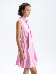 French Connection Era Poplin Godet Bow Dress Light French Pink