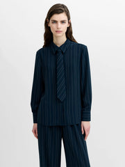 French Connection Erma Pin Stripe Tie Shirt
