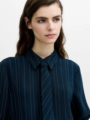 French Connection Erma Pin Stripe Tie Shirt
