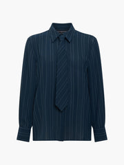 French Connection Erma Pin Stripe Tie Shirt