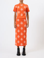 French Connection Imelda Ditsy Floral Skirt Paradise Orange