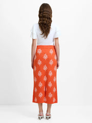 French Connection Imelda Ditsy Floral Skirt Paradise Orange