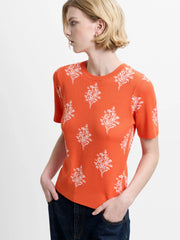 French Connection Imelda Ditsy Floral Top Paradise Orange