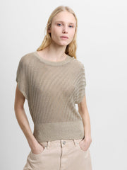 French Connection Jada Metallic Knit Top