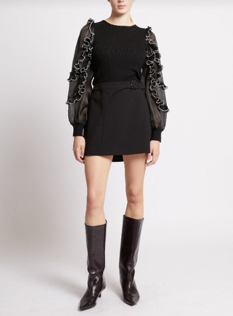 French Connection Krista Ruffle Trim Top Black