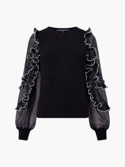 French Connection Krista Ruffle Trim Top Black