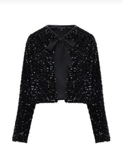 French Connection Monet Sequin Tie Cardi Black