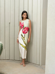 French Connection Dori Long Print Dress White Multi