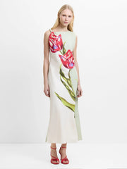 French Connection Dori Long Print Dress White Multi