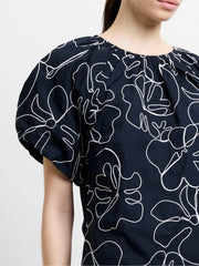 French Connection Rhodes Embroidered Puff Sleeve Mini Dress