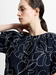 French Connection Rhodes Embroidered Puff Sleeve Mini Dress