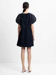 French Connection Rhodes Embroidered Puff Sleeve Mini Dress