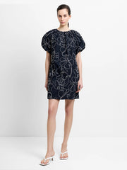 French Connection Rhodes Embroidered Puff Sleeve Mini Dress
