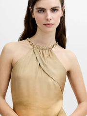 French Connection Summer Ennis Eco Satin Chain Halterneck Dress