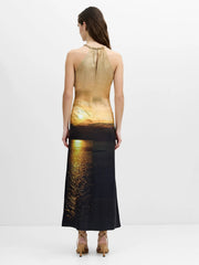 French Connection Summer Ennis Eco Satin Chain Halterneck Dress