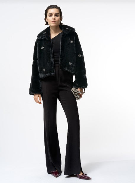 French Connection Theresa Faux Fur Coat Black