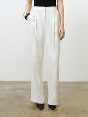 French Connection Vinnie Pinstripe Wide Leg Trouser Cream/Black