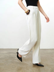French Connection Vinnie Pinstripe Wide Leg Trouser Cream/Black