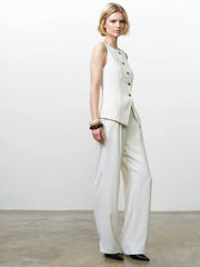French Connection Vinnie Pinstripe Waistcoat Cream/Black