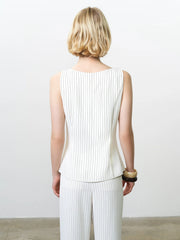 French Connection Vinnie Pinstripe Waistcoat Cream/Black