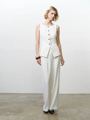 French Connection Vinnie Pinstripe Waistcoat Cream/Black