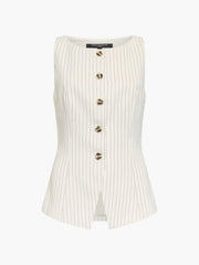 French Connection Vinnie Pinstripe Waistcoat Cream/Black