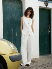 French Connection Vinnie Pinstripe Waistcoat Cream/Black