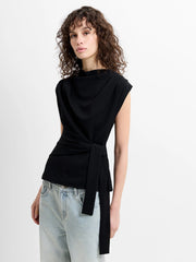 French Connection Zion Jersey Belted Top Black