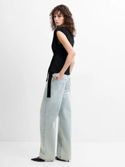 French Connection Zion Jersey Belted Top Black