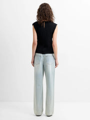 French Connection Zion Jersey Belted Top Black