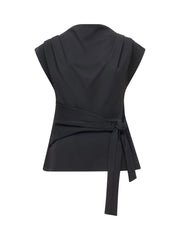 French Connection Zion Jersey Belted Top Black