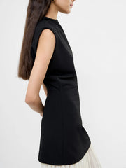 French Connection Zion Pleated Skirt Dress Black/Cream