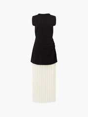 French Connection Zion Pleated Skirt Dress Black/Cream