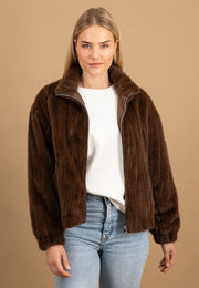 Fynch-Hatton Faux Fur Jacket Chocolate