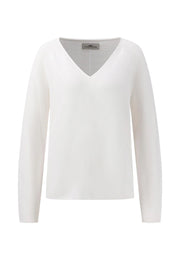 Knitted V-Neck Sweater White