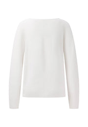 Knitted V-Neck Sweater White