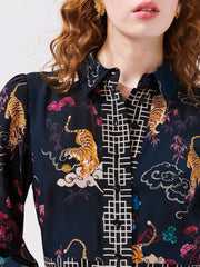 Hayley Menzies Tiger Silk Maxi Shirt Dress