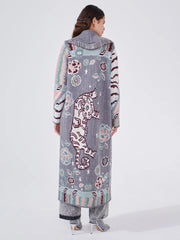 Hayley Menzies Tibetan Tiger Merino Jacquard Long Cardigan Grey