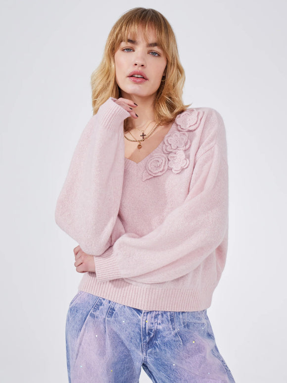 Hayley Menzies Alma Alpaca Crochet Flower Jumper Pink