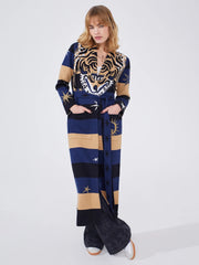 Hayley Menzies Tiger Stripe Cotton Jacquard Duster Navy