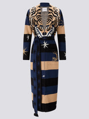 Hayley Menzies Tiger Stripe Cotton Jacquard Duster Navy